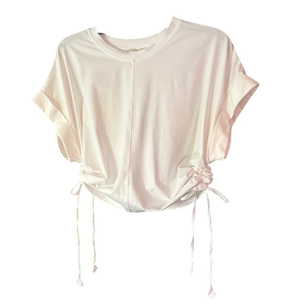 Grade & Gather White Cinched Side Drawstring Dolman Top Small Casual Minimalist